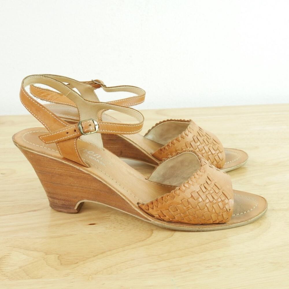 Ipanema Tan Woven Leather Wedge Sandals